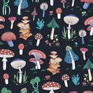 Whimsigoth Cottagecore Mushroom Peel & Stick‎ Wallpaper Set of 2 Black Decor